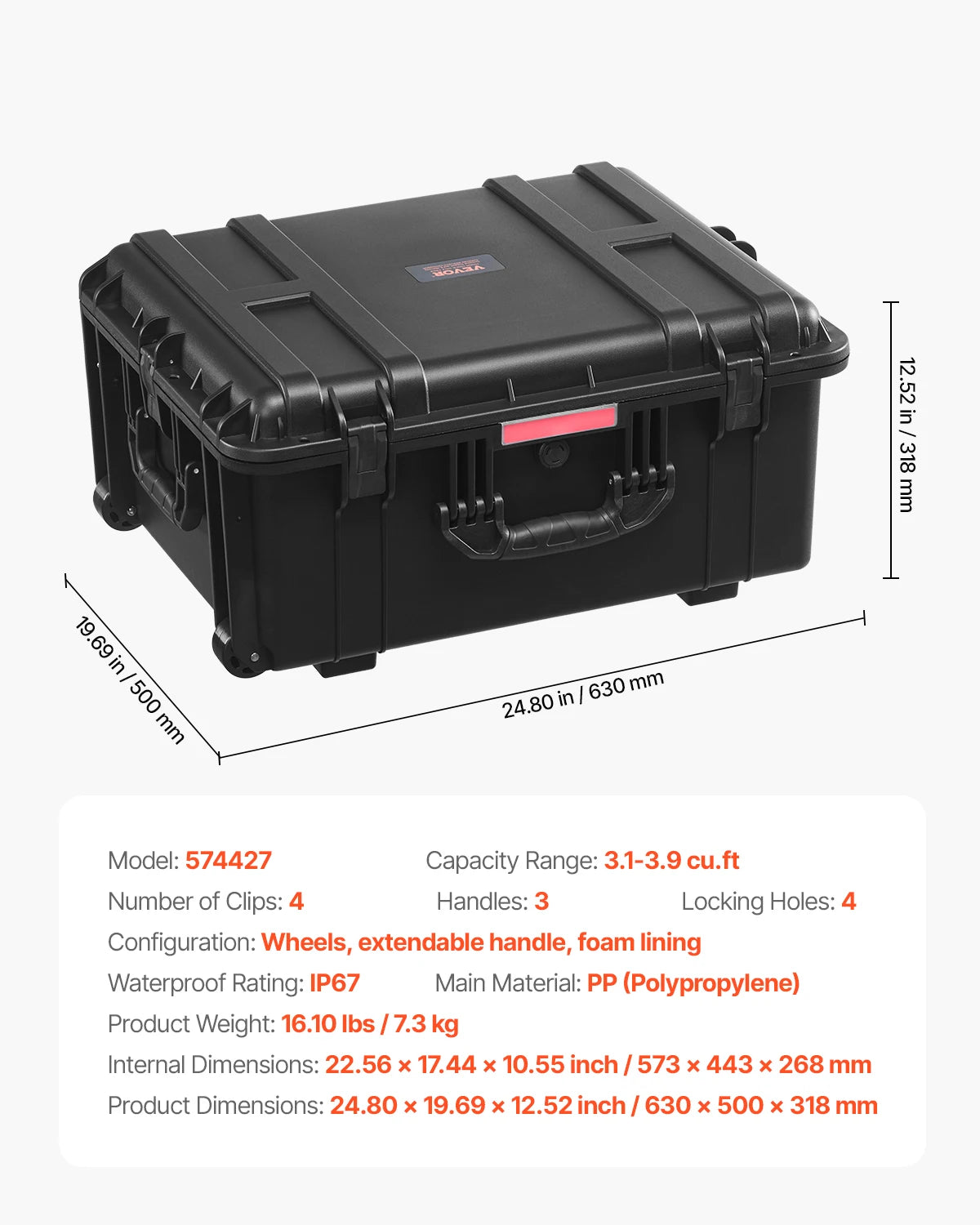 VEVOR Weatherproof Protective Hard Case
