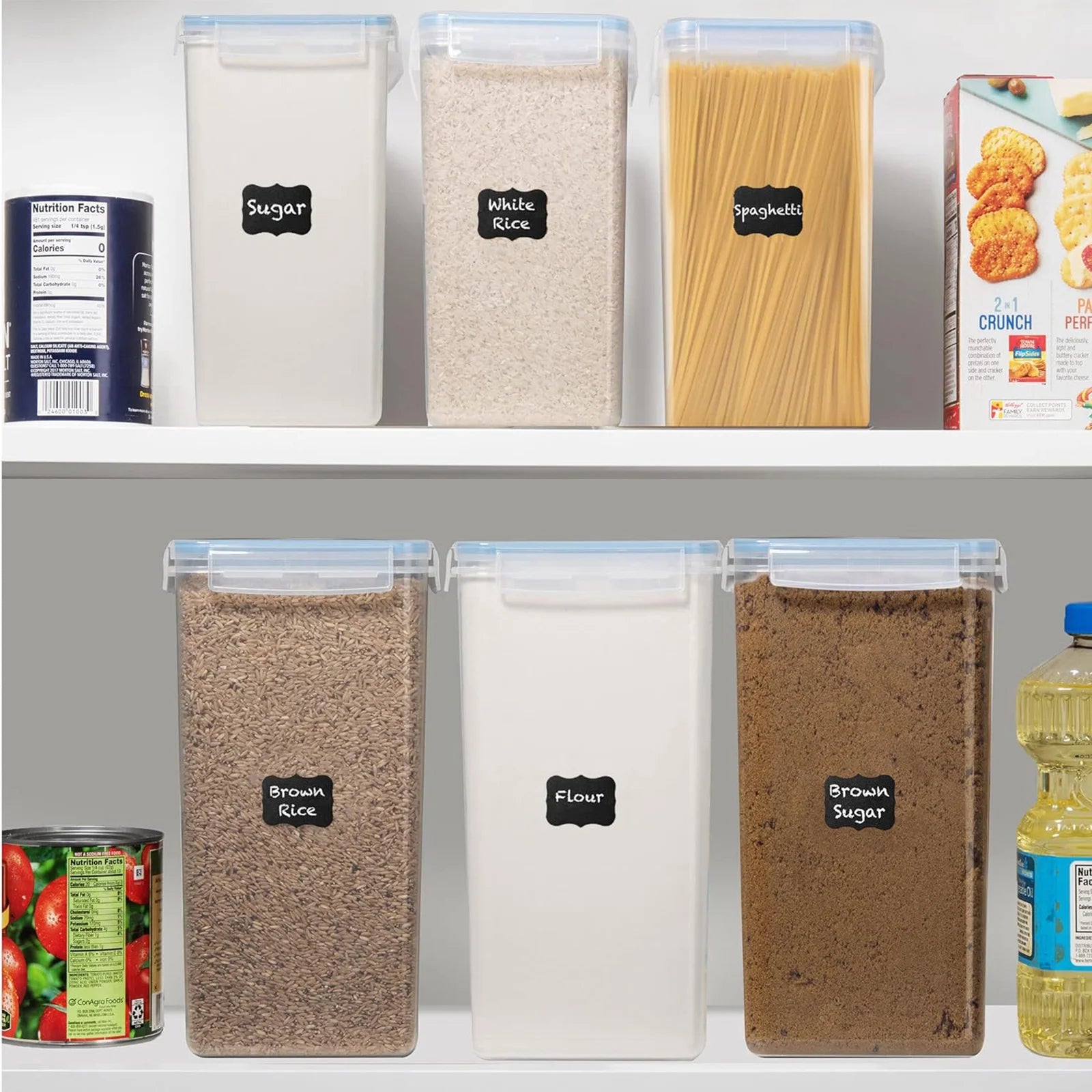 2Pcs Large Airtight Dry Pantry Food Storage Containers