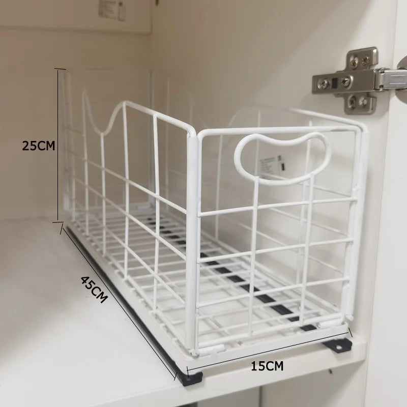 Kitchen Cabinet Pull-Out Storage Basket Dish Storage Basket Rack Kitchen Spice Drawer Storage Box Sundries Storage Basket