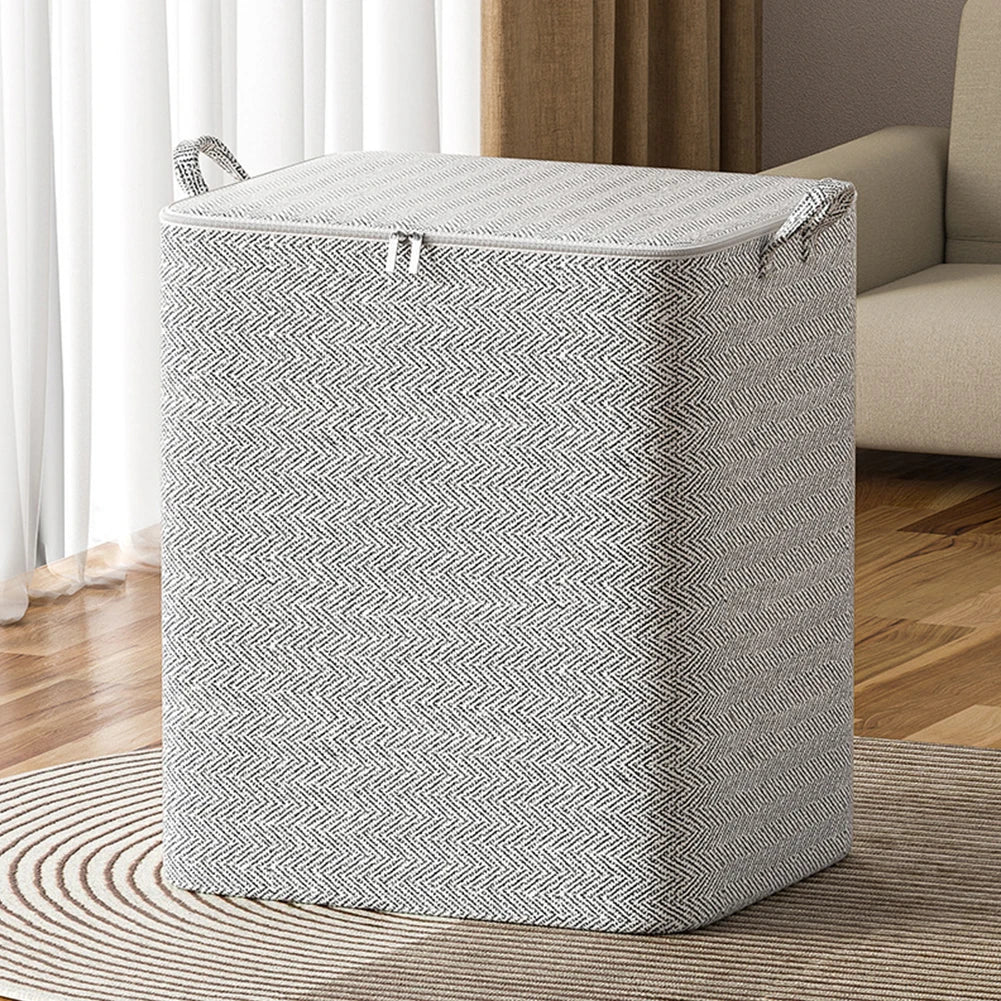 Zipper Lid Stackable Clothes Storage Baskets