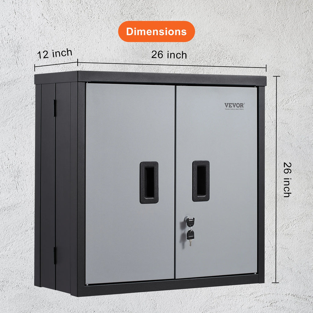 Metal Foldable Wall Cabinet with Magnetic Door & Adjustable Shelving