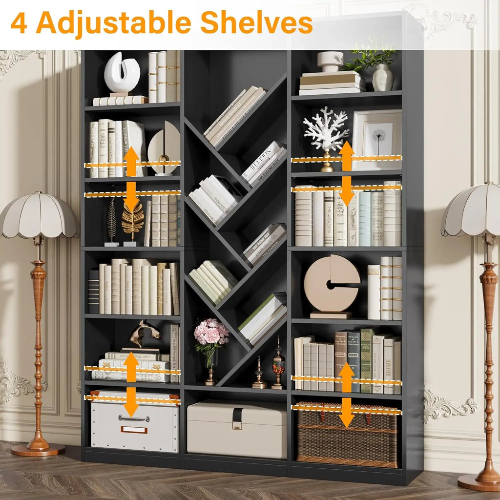 Tall 6-Tier Bookcase with Adjustable Shelves