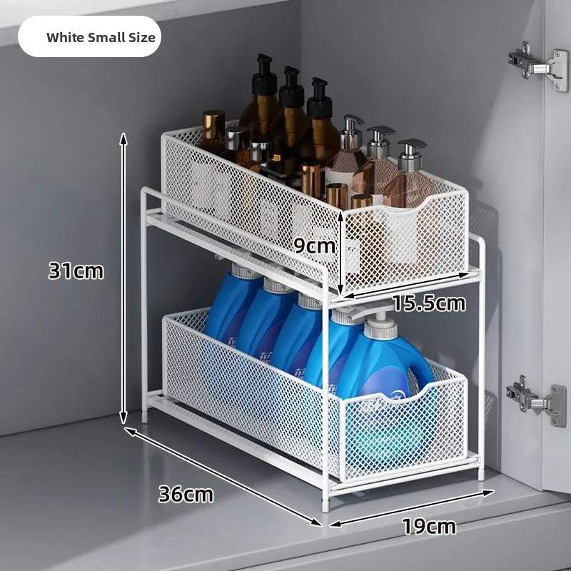 Kitchen Cabinet Storage Organizer Pull Out Double Layer Basket