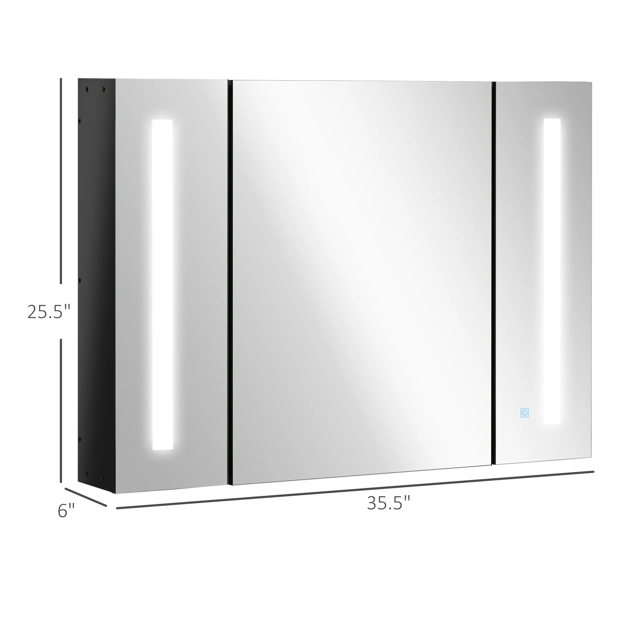 LED Wall Mounted Medicine Cabinet with 3 Mirrored Doors