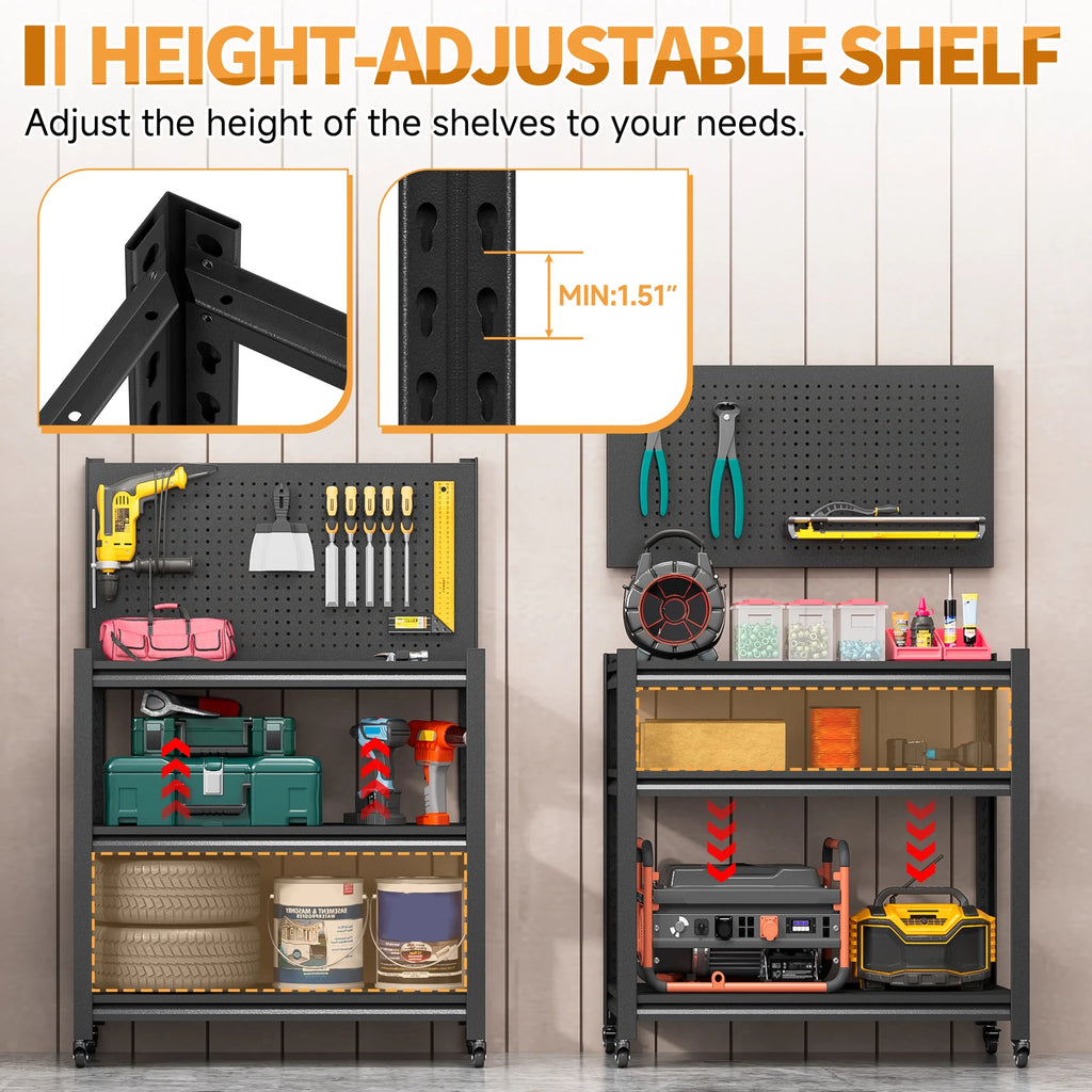 Rolling Tool Storage Workbench with Peg Board