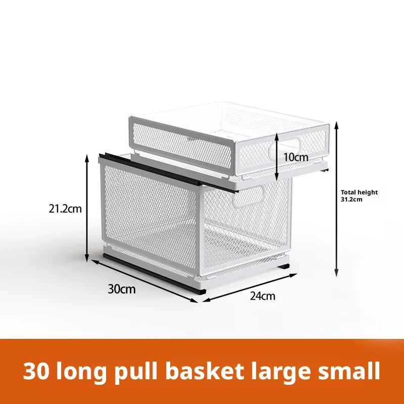 Kitchen Cabinet Pull-Out Storage Basket Dish Storage Basket Rack Kitchen Spice Drawer Storage Box Sundries Storage Basket