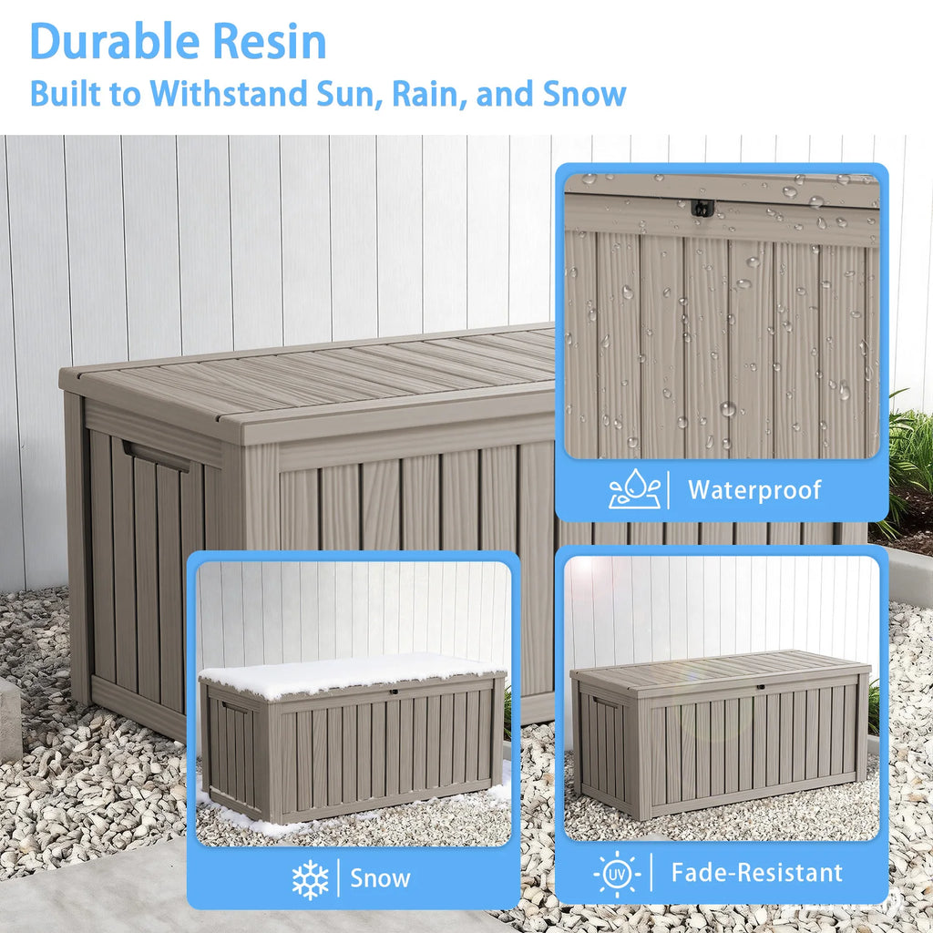 120 Gallon Lockable Waterproof Outdoor Storage Box
