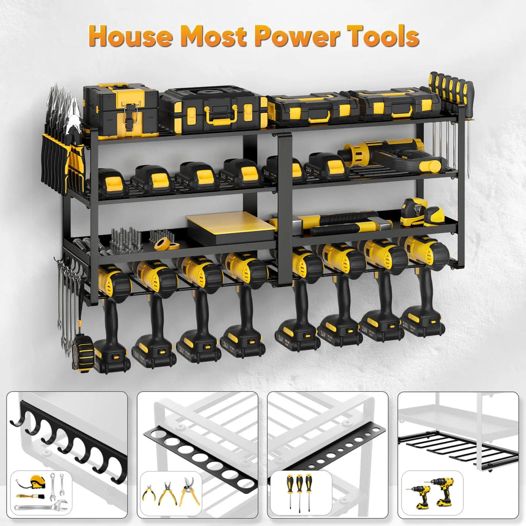 Wall Mount Heavy Duty Power Tool Organizer Rack & Shelving