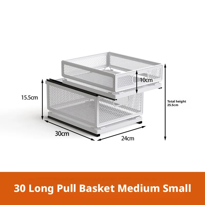 Kitchen Cabinet Pull-Out Storage Basket Dish Storage Basket Rack Kitchen Spice Drawer Storage Box Sundries Storage Basket