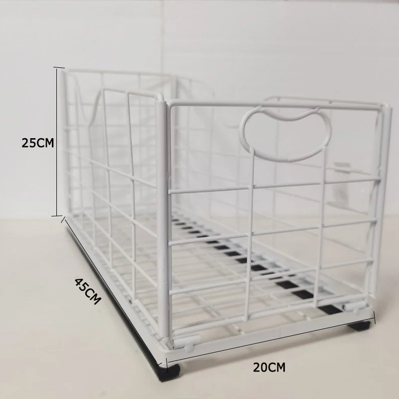 Kitchen Cabinet Pull-Out Storage Basket Dish Storage Basket Rack Kitchen Spice Drawer Storage Box Sundries Storage Basket