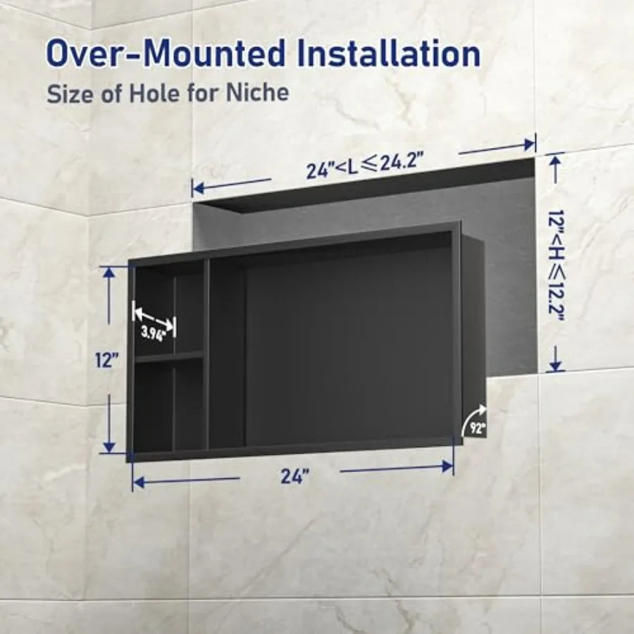 Stainless Steel Recessed Wall Shelf Shower Niche No Tile Needed