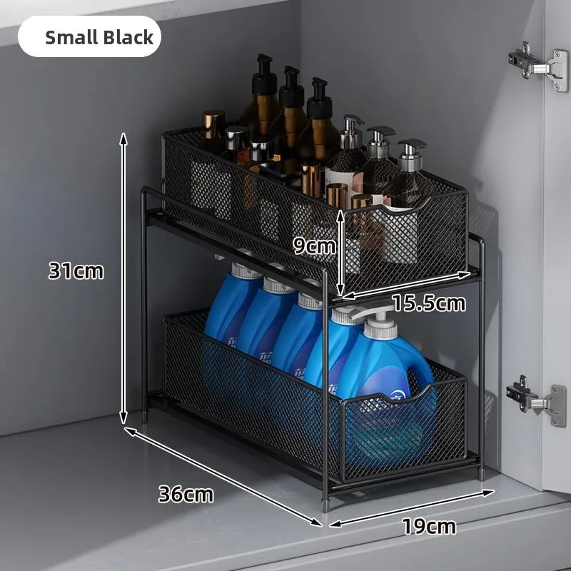 Kitchen Cabinet Storage Organizer Pull Out Double Layer Basket