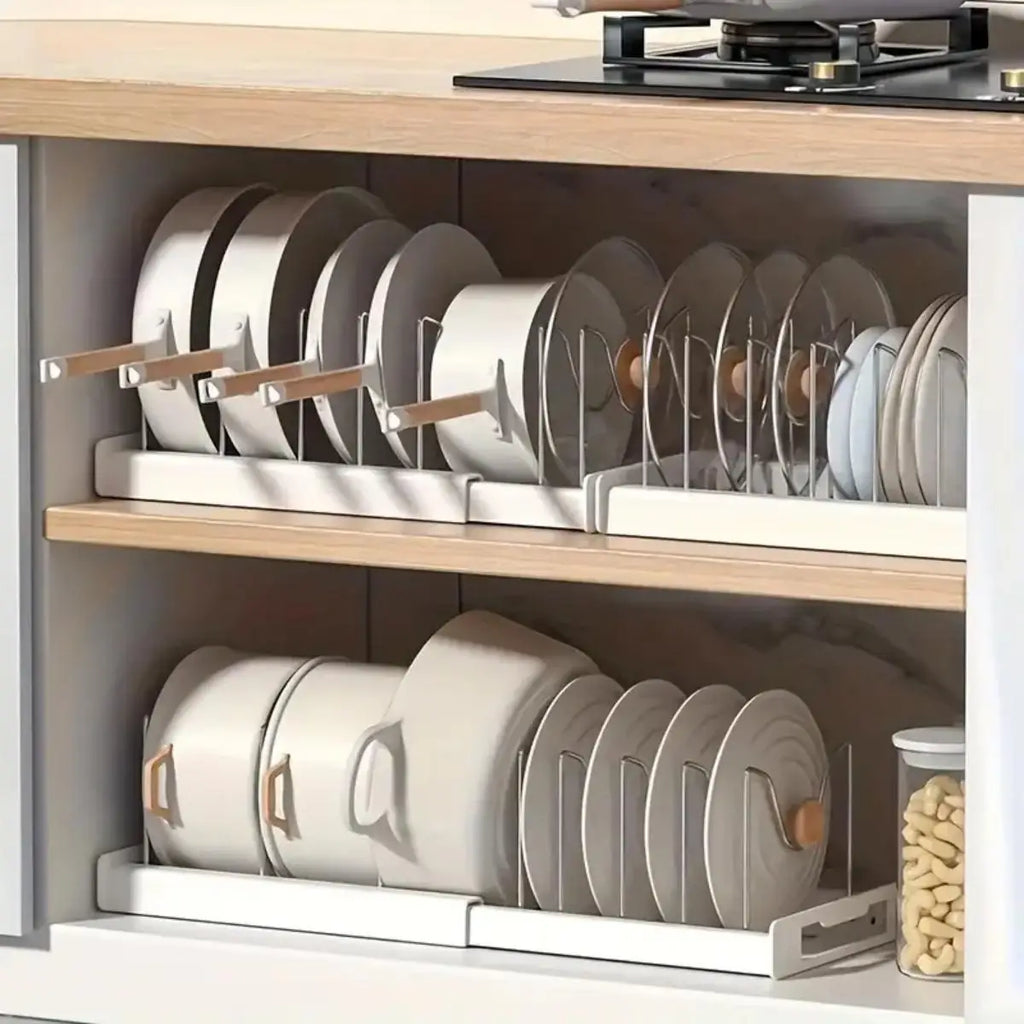 Under Counter Cabinet Expandable Kitchen Pot Pan Organizer