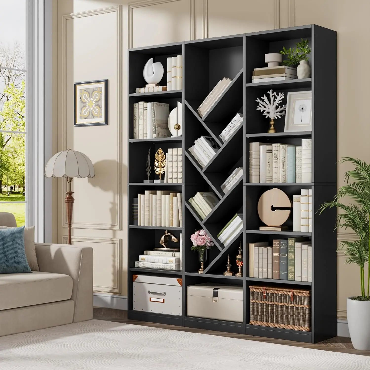 Tall 6-Tier Bookcase with Adjustable Shelves