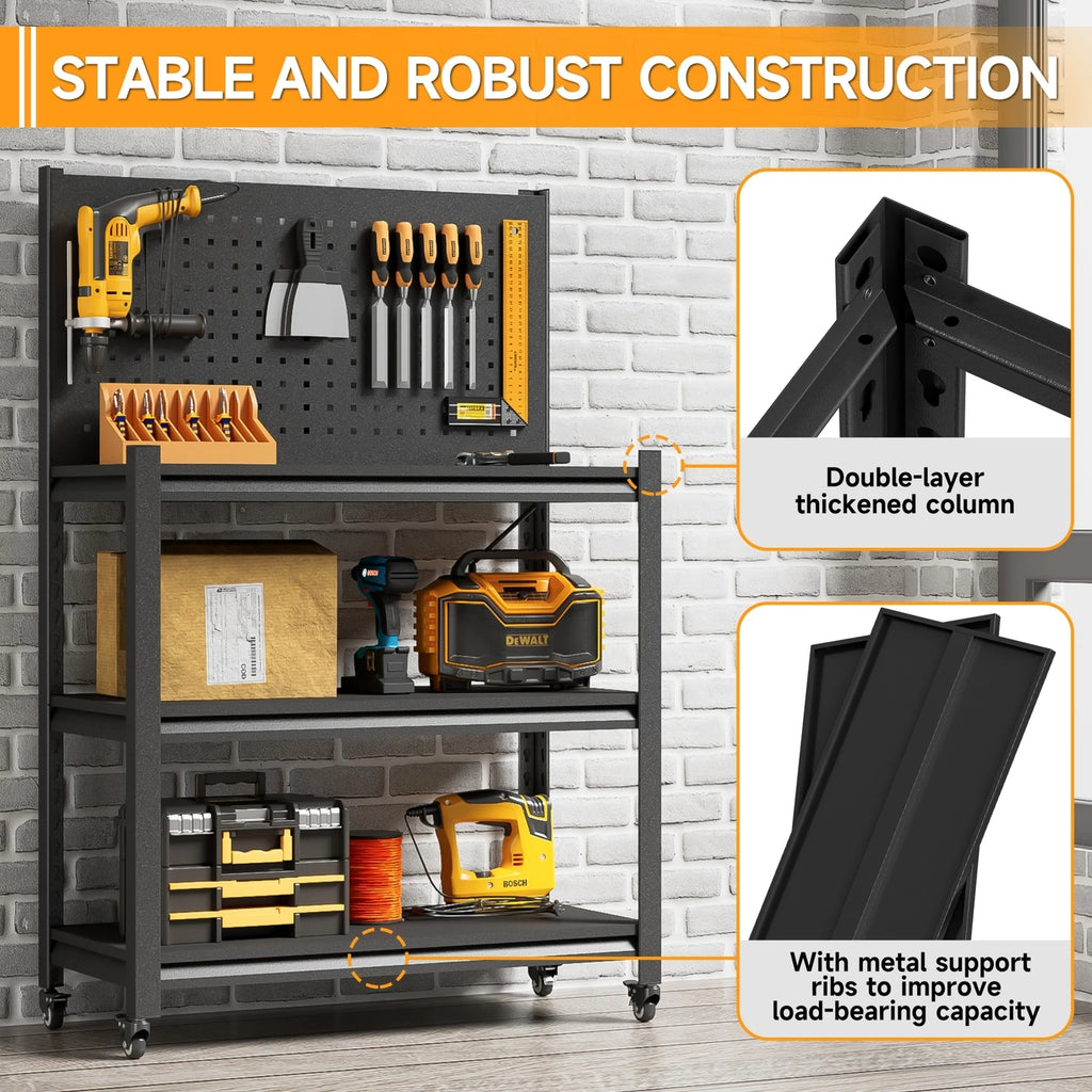 Rolling Tool Storage Workbench with Peg Board