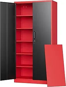 Tall Metal Storage Cabinets with Lock Doors