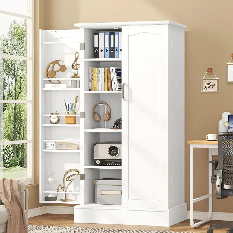 Kitchen Pantry Storage Cabinet with Doors and Adjustable Shelves