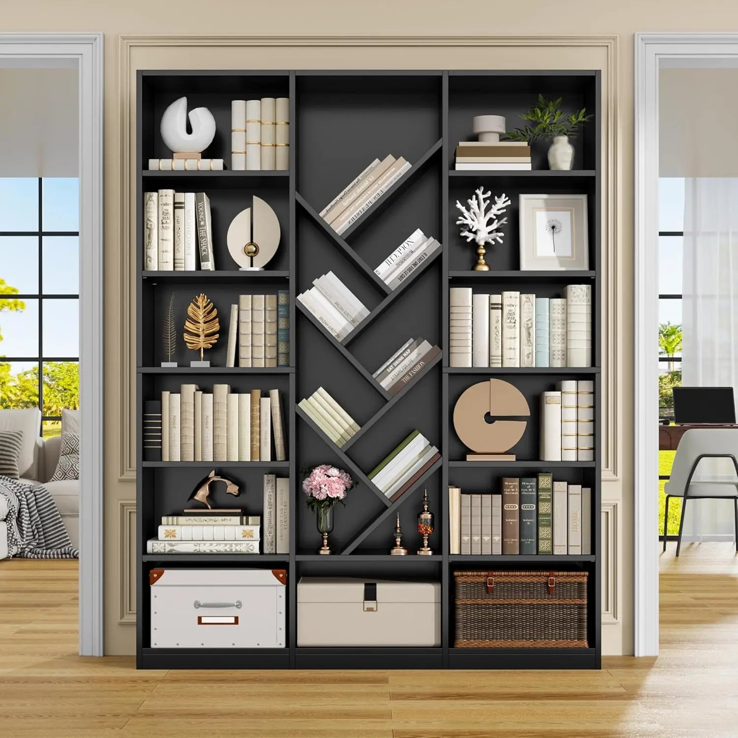 Tall 6-Tier Bookcase with Adjustable Shelves