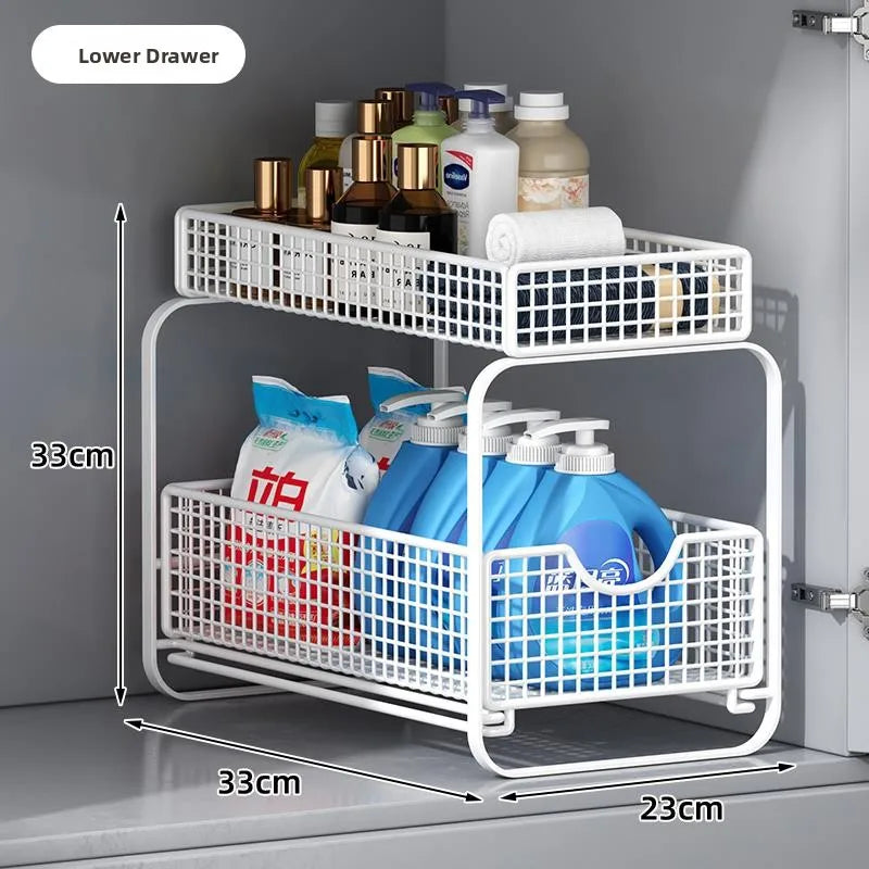 Kitchen Cabinet Storage Organizer Pull Out Double Layer Basket