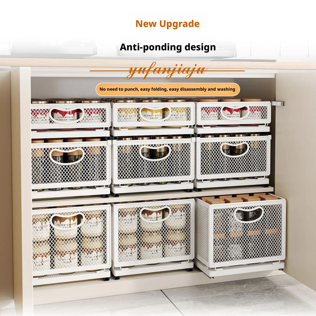 Kitchen Cabinet Pull-Out Storage Basket Dish Storage Basket Rack Kitchen Spice Drawer Storage Box Sundries Storage Basket