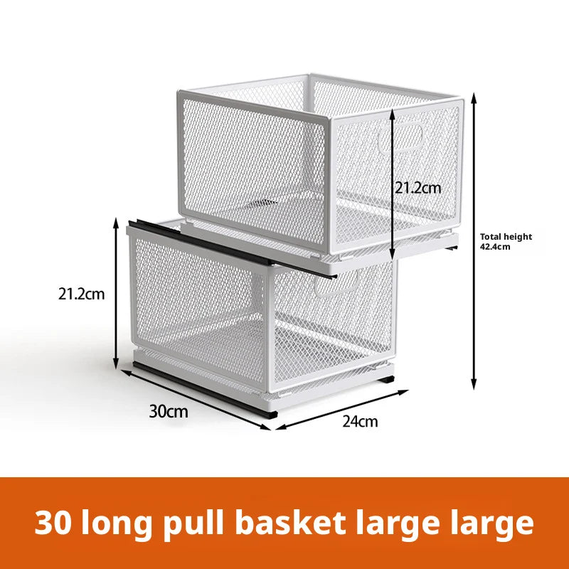 Kitchen Cabinet Pull-Out Storage Basket Dish Storage Basket Rack Kitchen Spice Drawer Storage Box Sundries Storage Basket