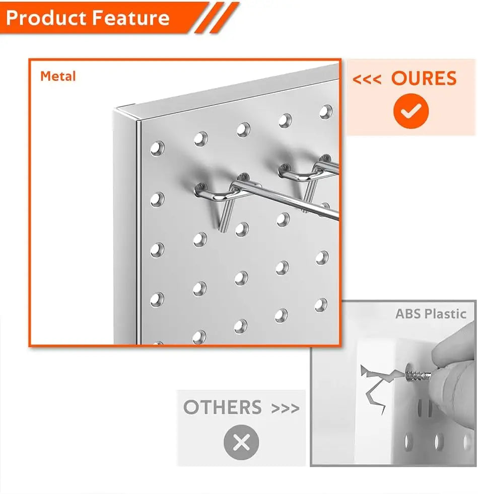 4 Pcs Metal Tool Storage Pegboard Wall Panels