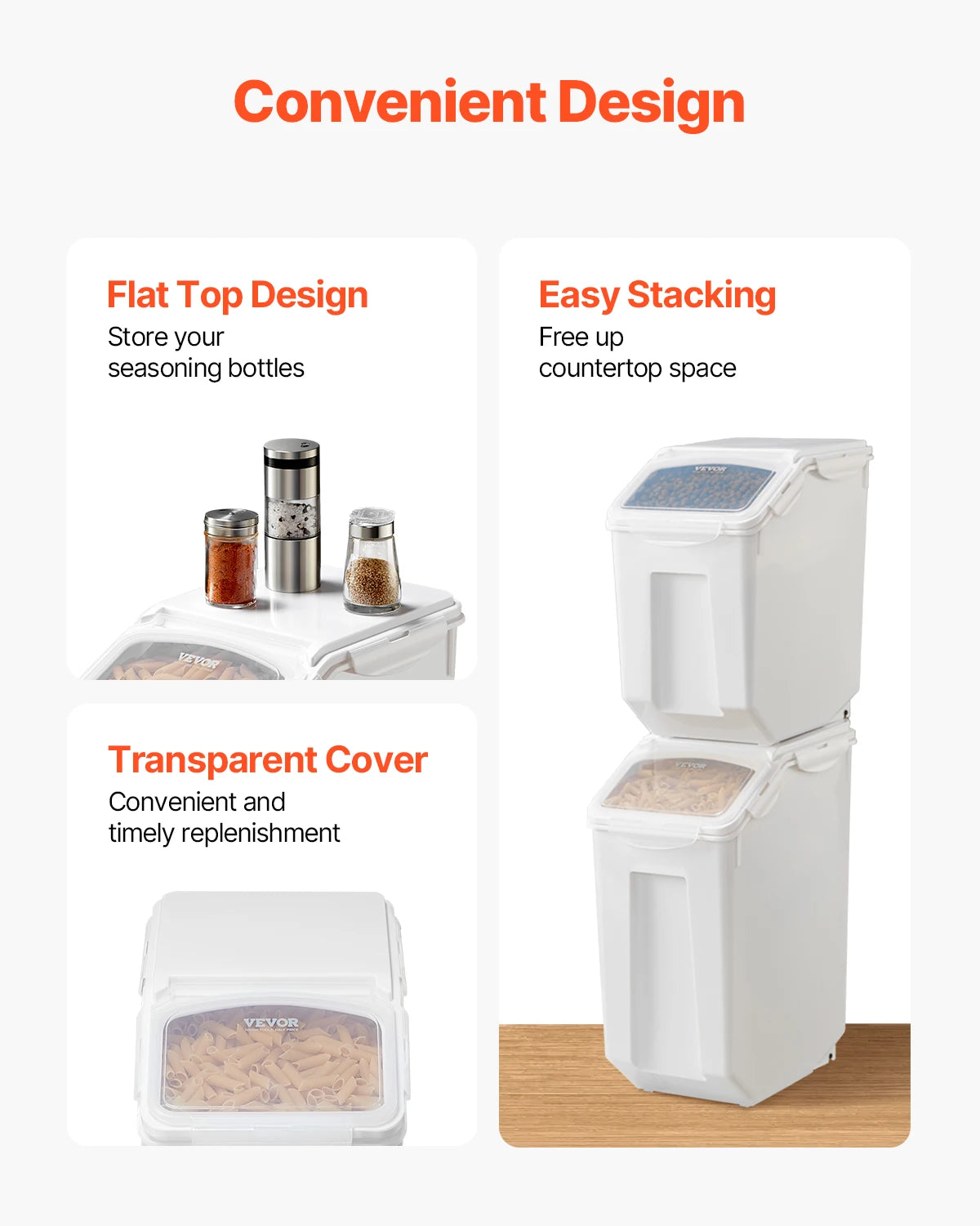Four Piece Grain & Dry Goods Pantry Containers