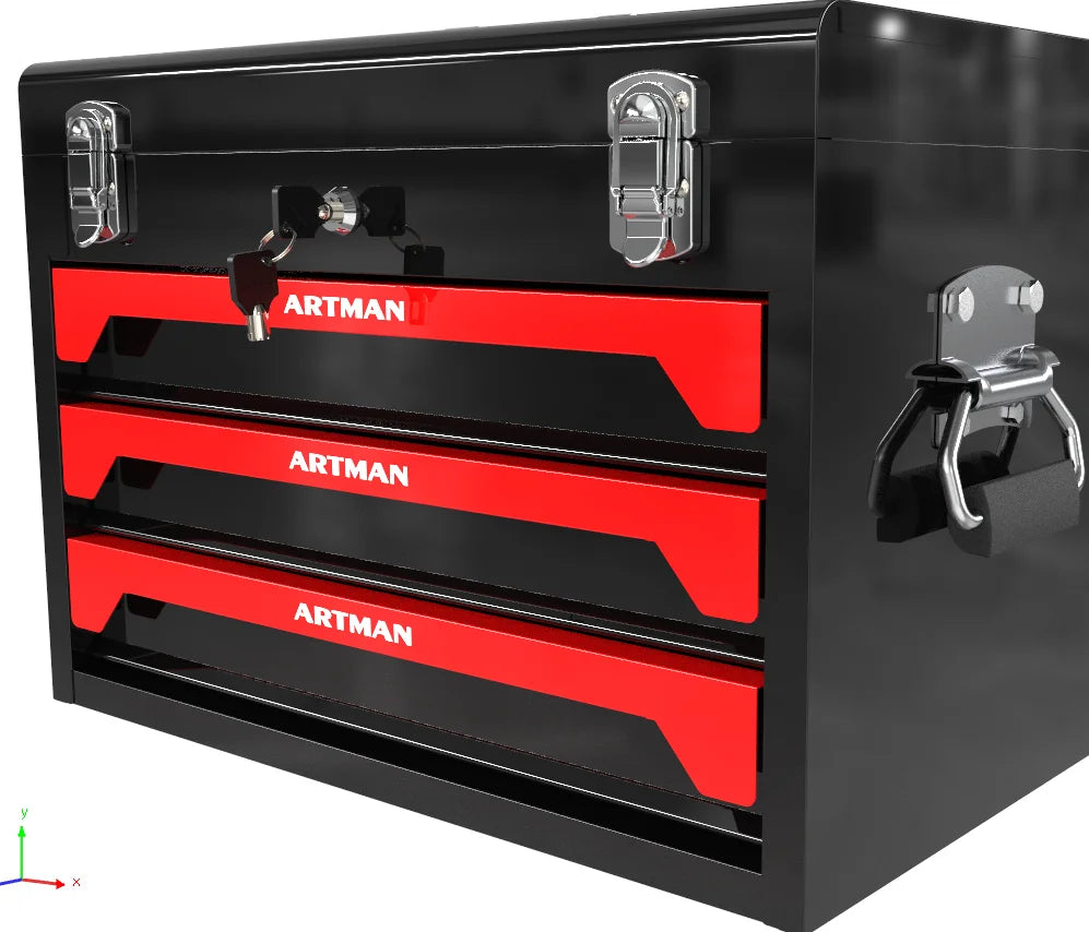 3 Drawer Portable Metal Tool Box with EVC Liner and Lock