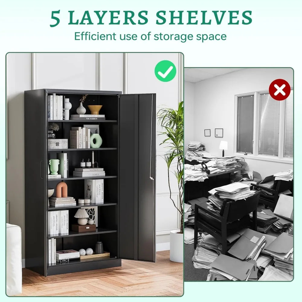 Tall Metal Storage Cabinets with Lock Doors