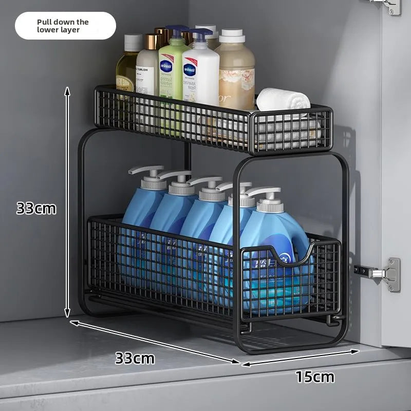 Kitchen Cabinet Storage Organizer Pull Out Double Layer Basket