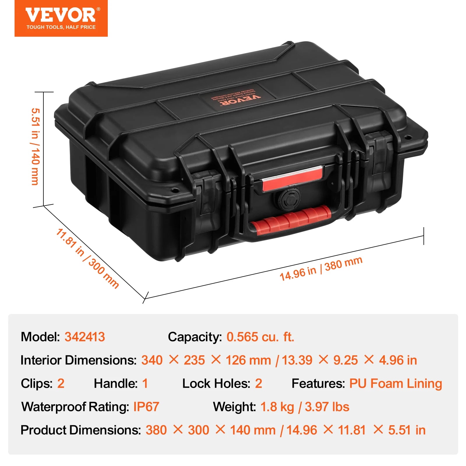 VEVOR Weatherproof Protective Hard Case