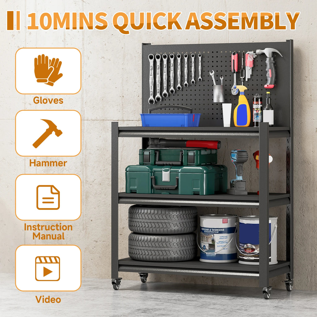 Rolling Tool Storage Workbench with Peg Board