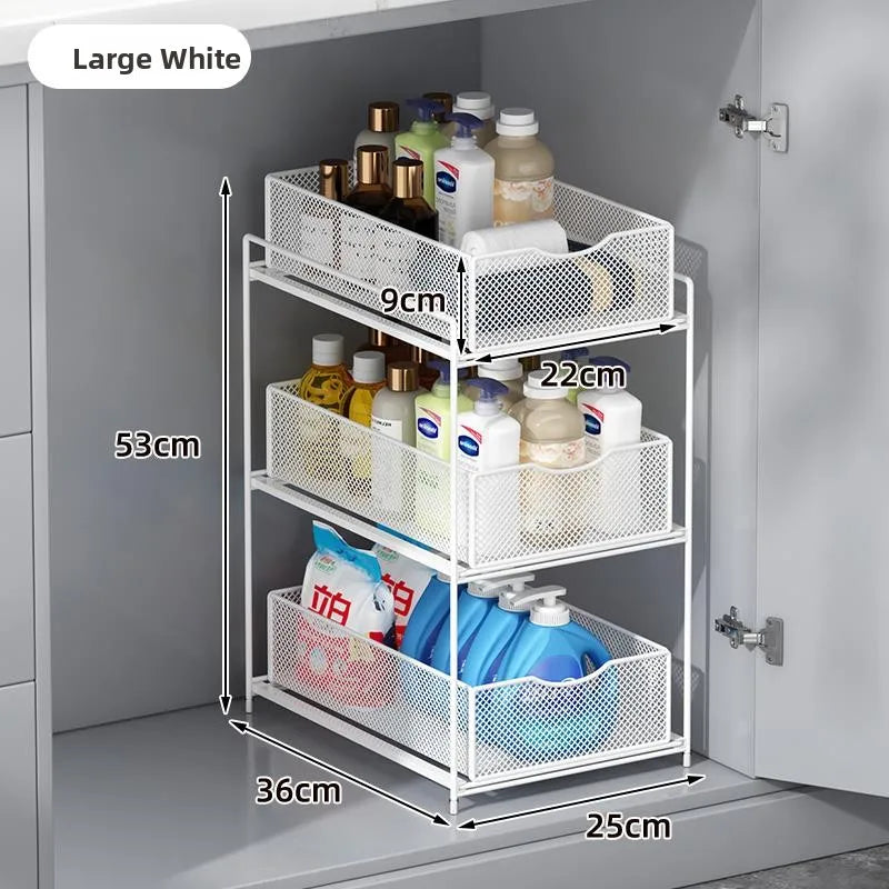 Kitchen Cabinet Storage Organizer Pull Out Double Layer Basket