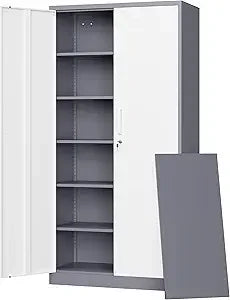 Tall Metal Storage Cabinets with Lock Doors