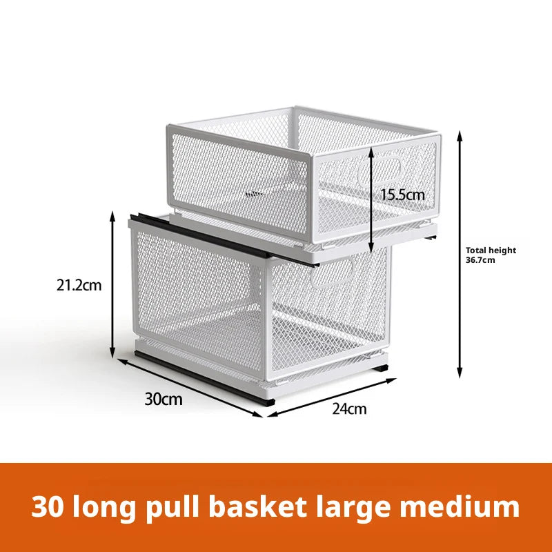 Kitchen Cabinet Pull-Out Storage Basket Dish Storage Basket Rack Kitchen Spice Drawer Storage Box Sundries Storage Basket