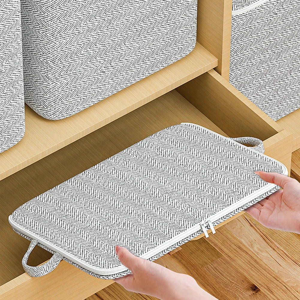 Zipper Lid Stackable Clothes Storage Baskets