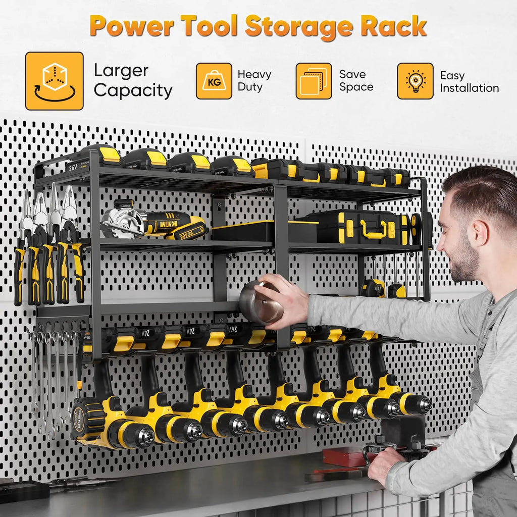 Wall Mount Heavy Duty Power Tool Organizer Rack & Shelving