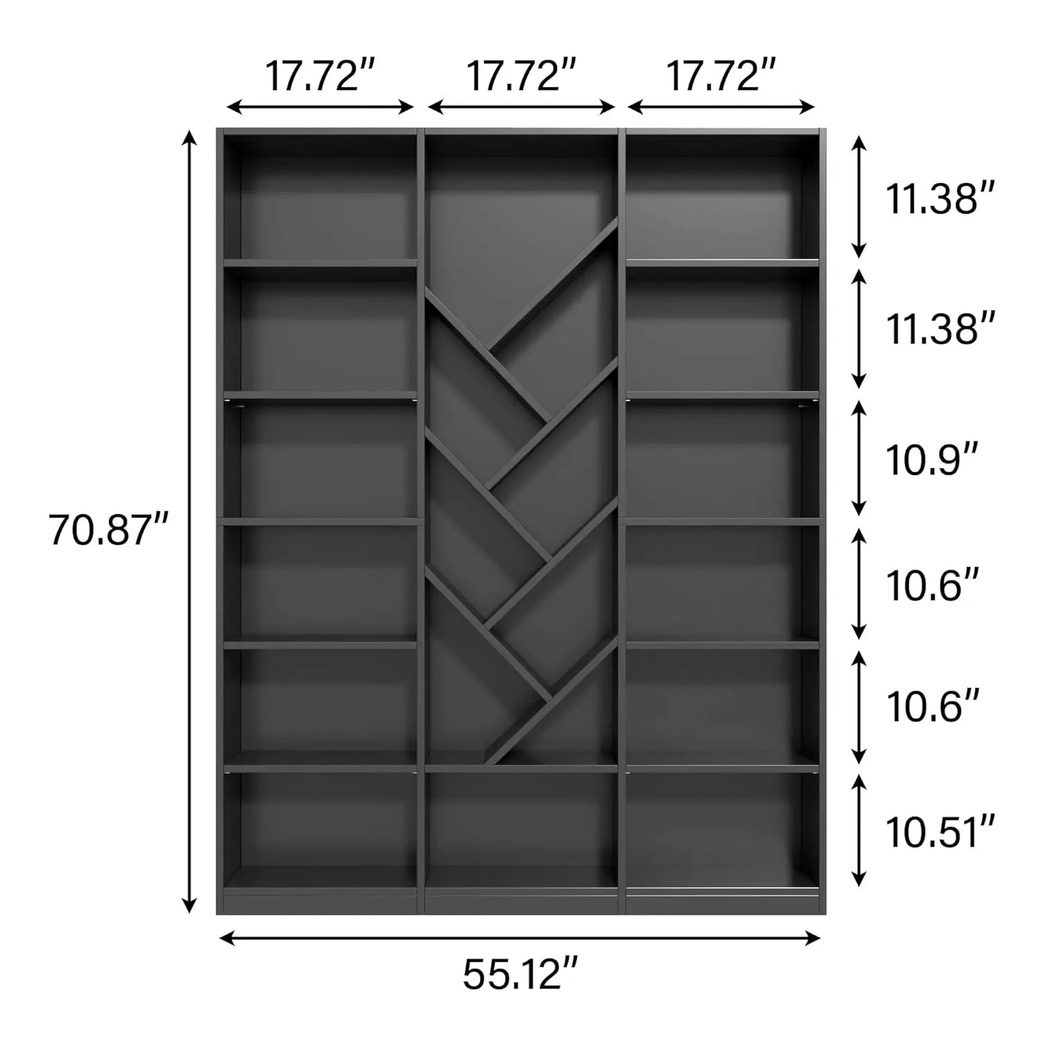 Tall 6-Tier Bookcase with Adjustable Shelves