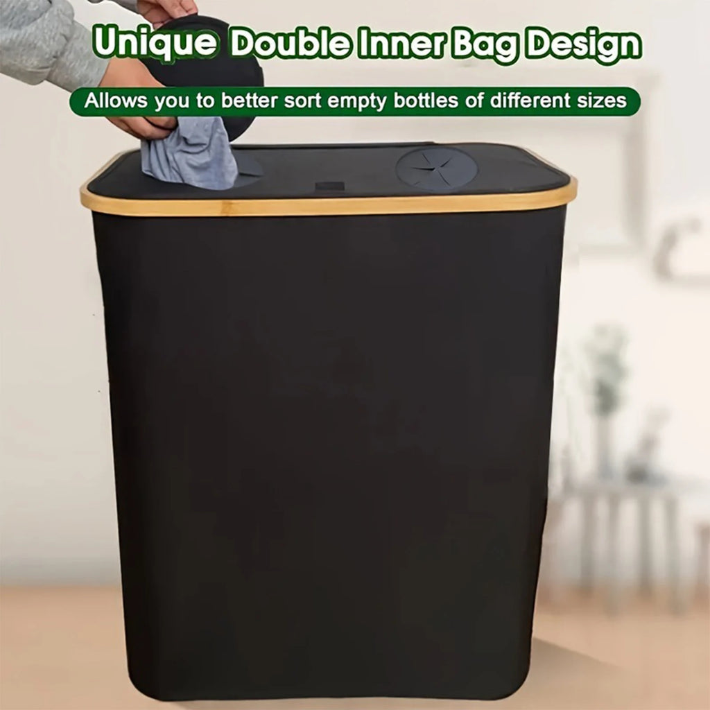 Foldable Oxford 2 Sections Laundry Storage Basket with Lid