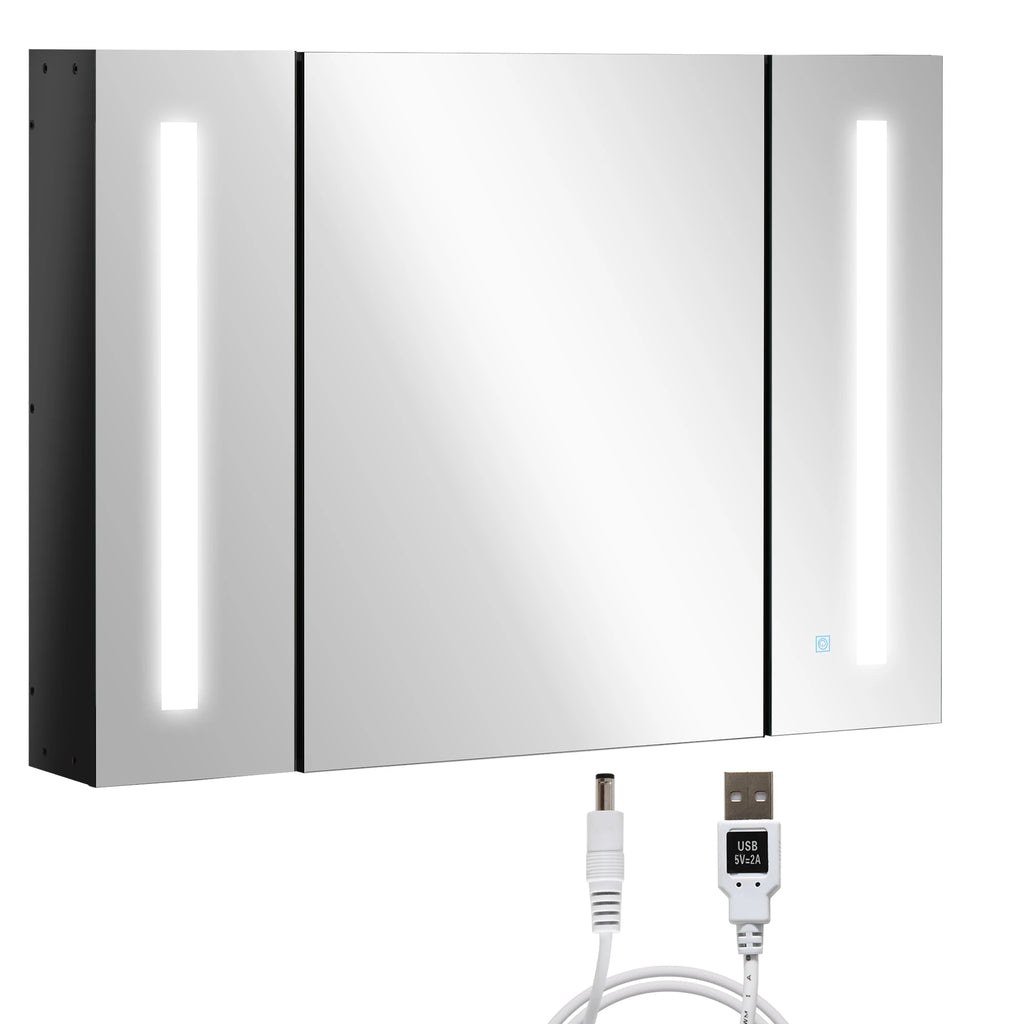 LED Wall Mounted Medicine Cabinet with 3 Mirrored Doors