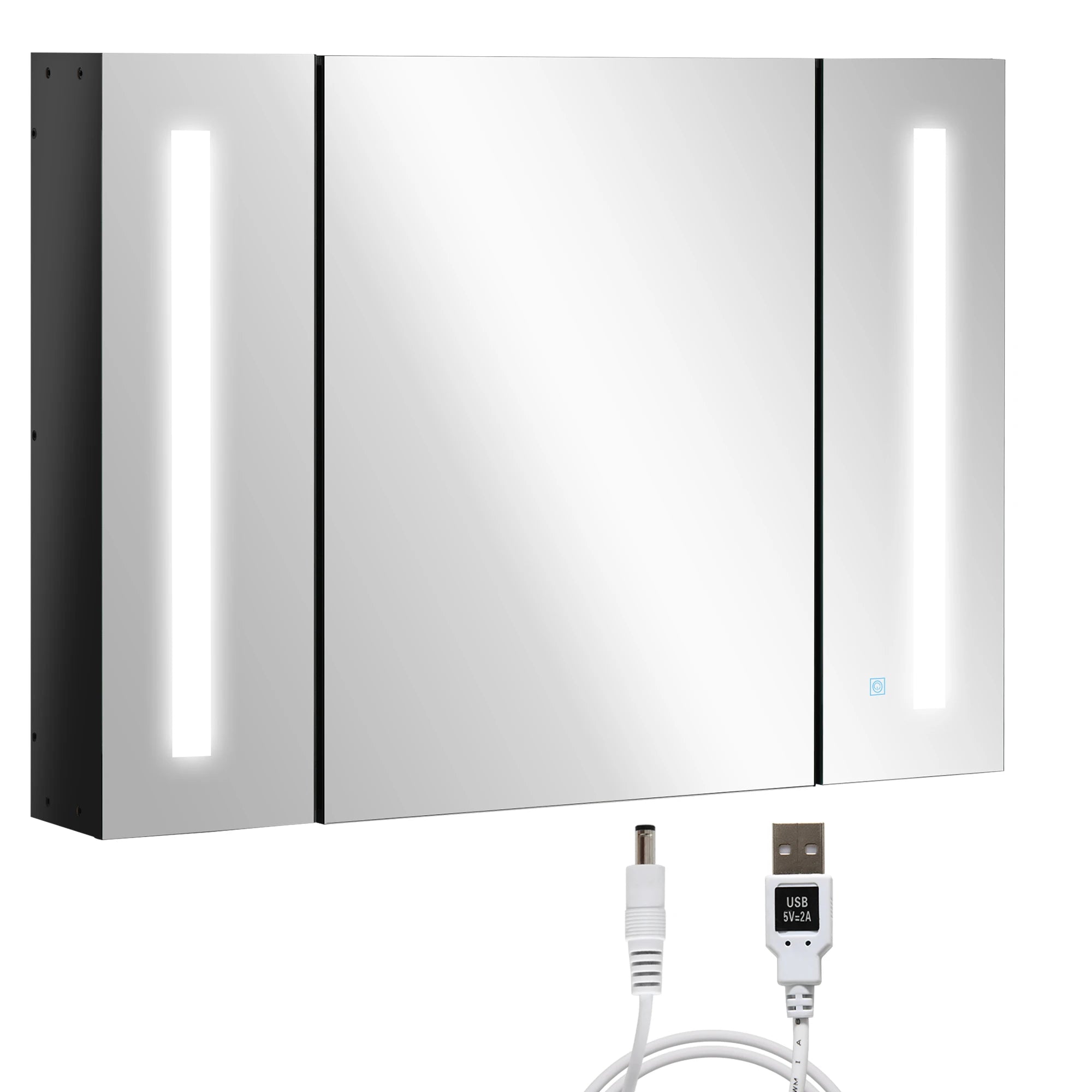 LED Wall Mounted Medicine Cabinet with 3 Mirrored Doors