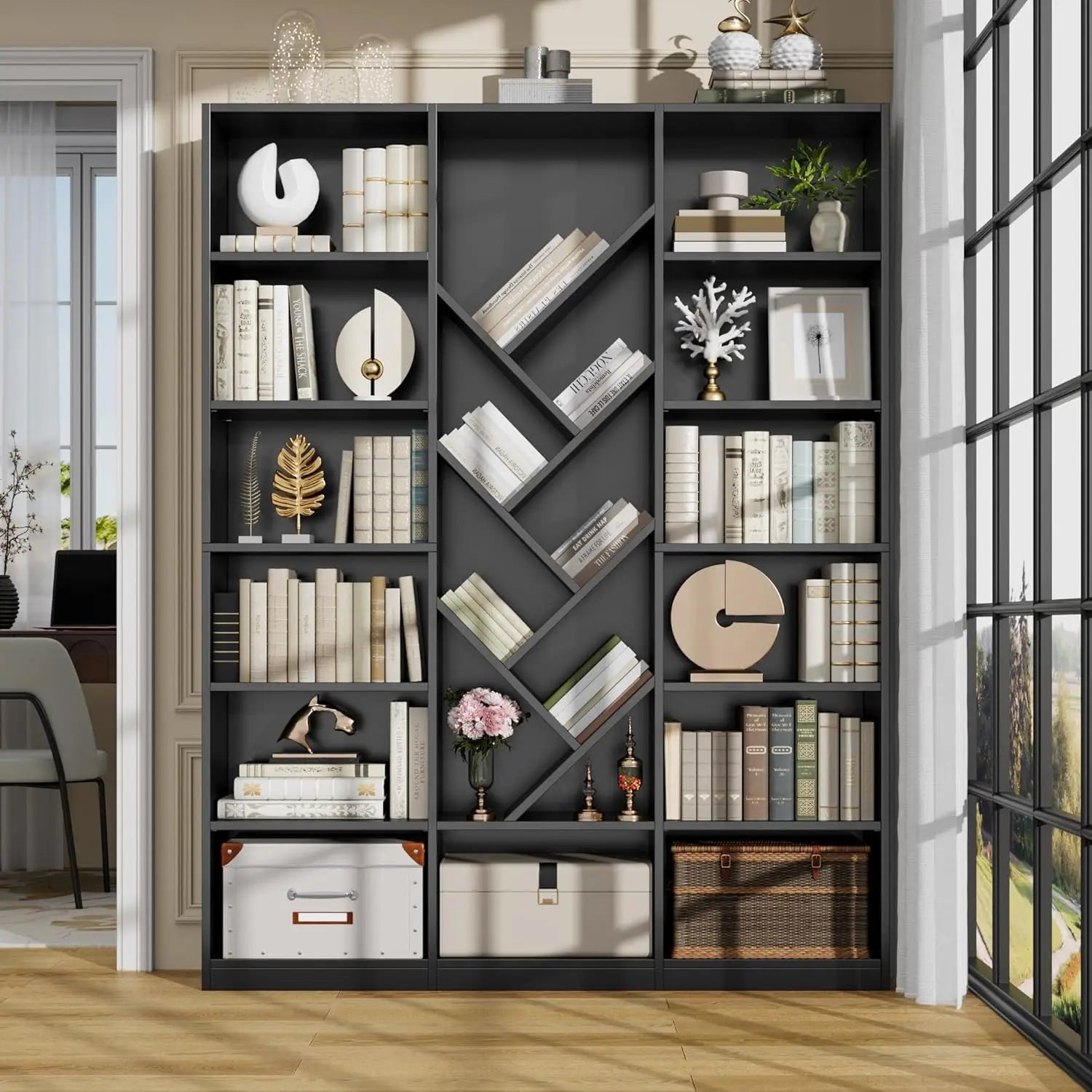 Tall 6-Tier Bookcase with Adjustable Shelves