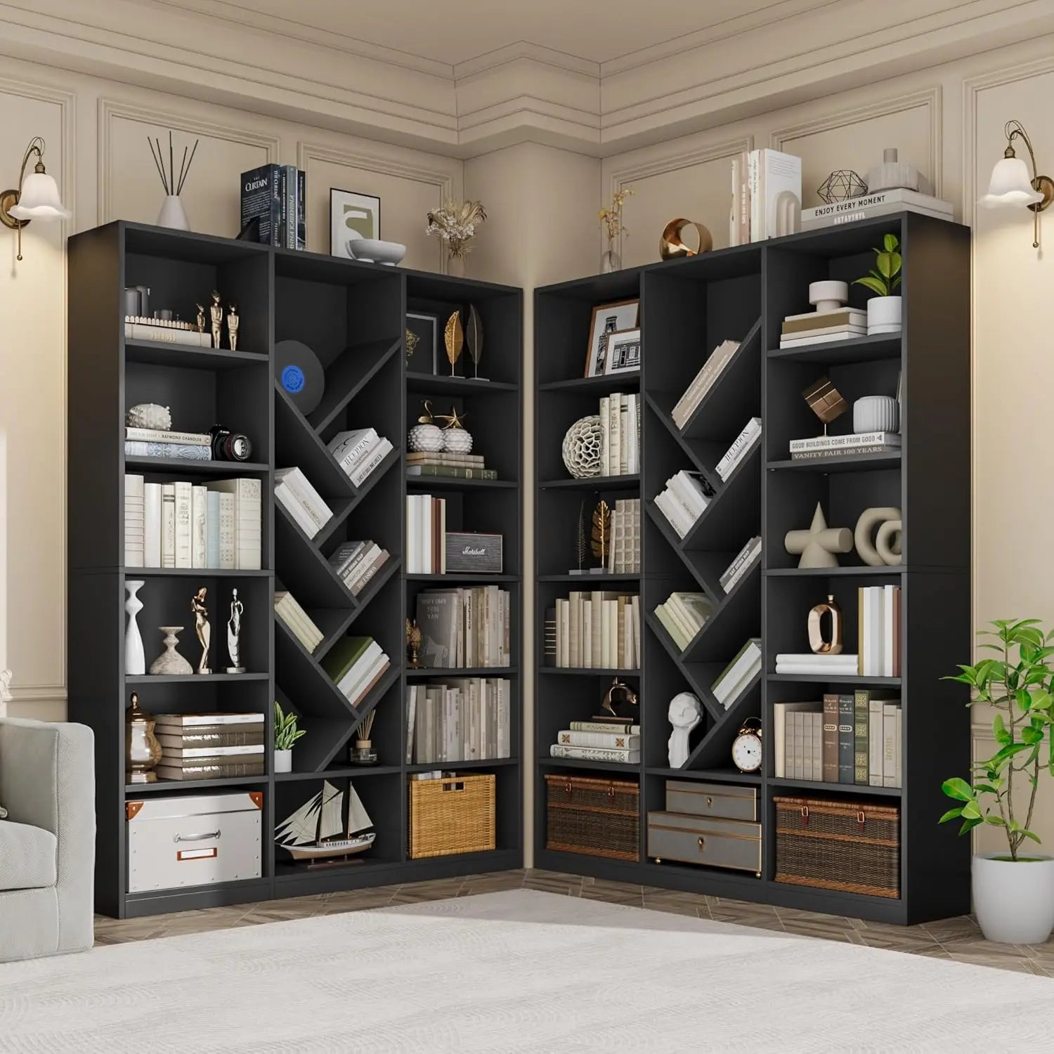Tall 6-Tier Bookcase with Adjustable Shelves
