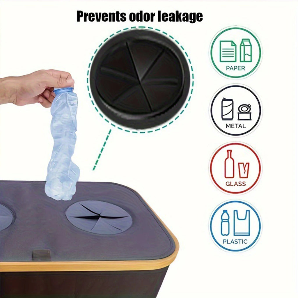 Foldable Oxford 2 Sections Laundry Storage Basket with Lid