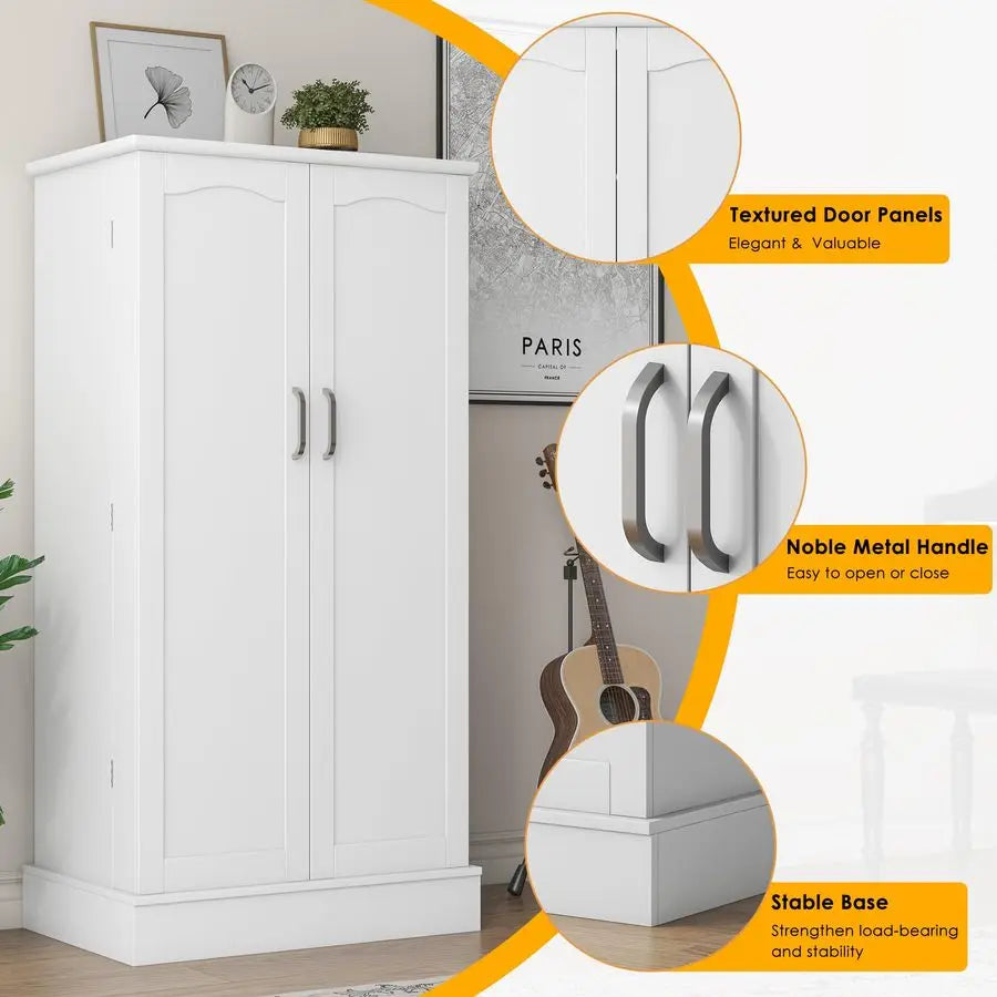 Kitchen Pantry Storage Cabinet with Doors and Adjustable Shelves