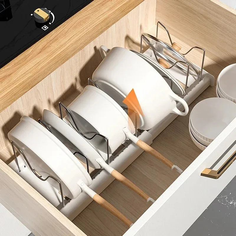 Under Counter Cabinet Expandable Kitchen Pot Pan Organizer