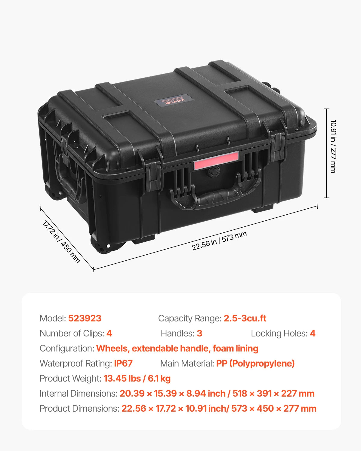 VEVOR Weatherproof Protective Hard Case